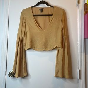 Beige Flared Crop Top
